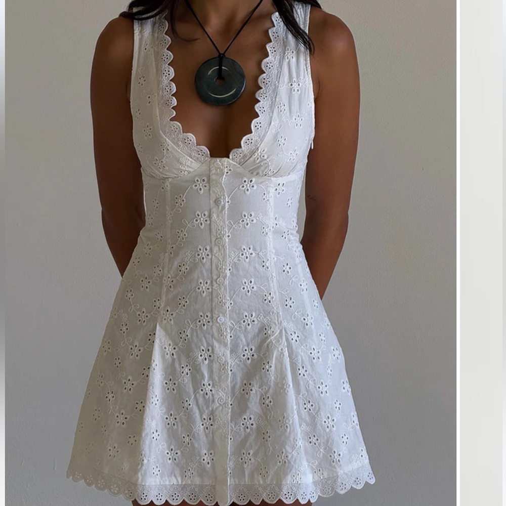Frankie’s Bikinis X Bella Hadid Farm Eyelet Dress
